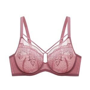Gemma FlexWire Strappy Unpadded Bra, Berry- 40H.    NWT